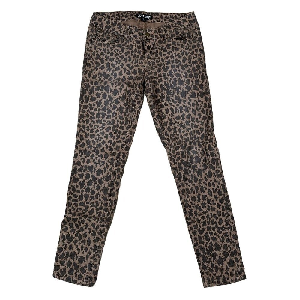 XXI Premium Denim Jeans Womens 30* Brown Leopard Print Skinny